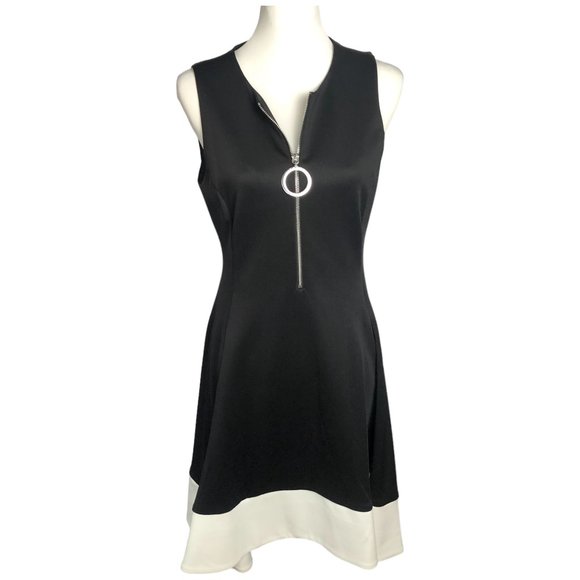 Robe DKNY Fille Taille 10 – Noire, Sans Manches, Zip Devant, En Jersey Ribbé, état Excellent